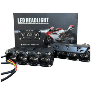 1486 kit faro premium 4 lupas, 45w, c/cooler, 12/24v (blanca+ambar)