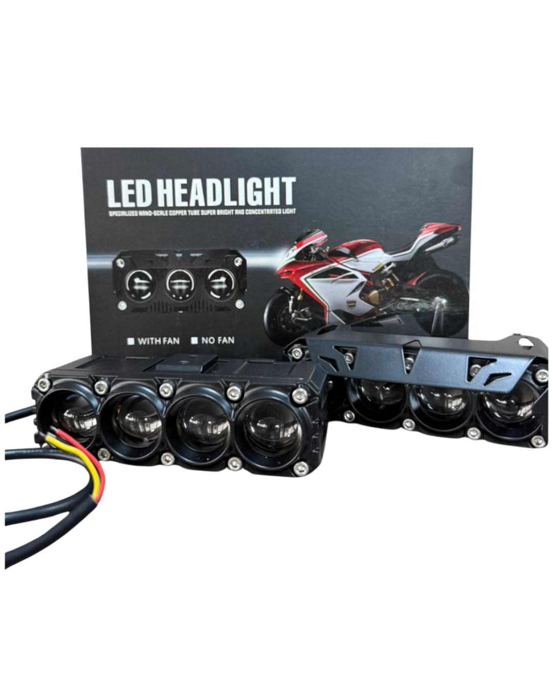 1486 kit faro premium 4 lupas, 45w, c/cooler, 12/24v (blanca+ambar)