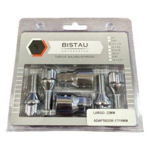 1642 tuerca antirrobo (rosca: 12mmx1,25 / largo: 22mm / adapt: 17/19mm)